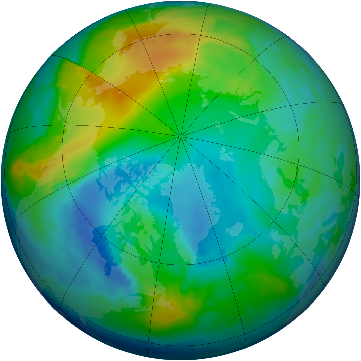 Arctic ozone map for 25 November 1997